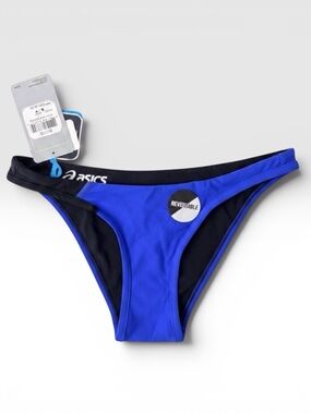 ASICS Kanani Reversible Bikini Bottoms Volleyball R. Blue/Black Sizes-S/L NWT